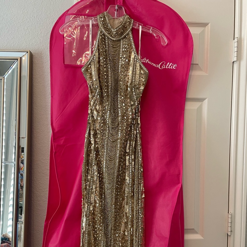 Sherri Hill Beaded Gold Dress 53457